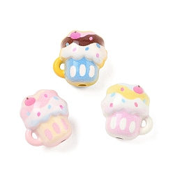 Gemischte Farbe Backfarbe Legierung Perlen, Cupcake, Gemischte Farbe, 13.5x13x10.5 mm, Bohrung: 1.8 mm, ca. 3 Stk. / Beutel