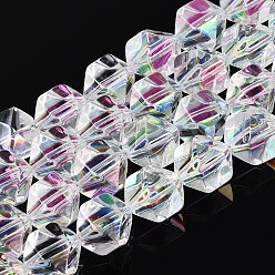 Орхидея Стеклянные бусины с гальваническим покрытием , многоугольник, граненые, с половиным покрытием, сиреневые, 11~12x10.5~11x9 мм, отверстие : 0.9~1 мм, около 59~60 шт / нитка, 26.38~26.77'' (67~68 см)