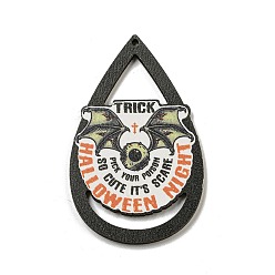 Bat Древесины подвески, Хэллоуин тема, чёрные, летучая мышь, 55x39x3 мм, отверстие : 2 мм