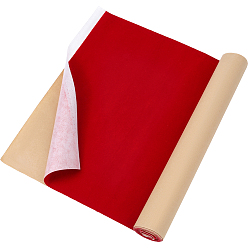 FireBrick 1Pc Flocking Cloth Self-adhesive Fabric, for Jewelry Drawer Craft Fabric and Craft Making, Rectangle, FireBrick, 1540x400x1mm
