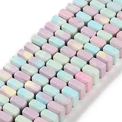 Mixed Color Natural Rainbow Alashan Agate Beads Strands, Dyed, Rectangle, Mixed Color, 6x8x8.5mm, Hole: 0.7mm, about 66pcs/strand, 15.63 inch(39.7cm)