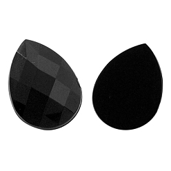 Black Imitation Taiwan Acrylic Rhinestone Cabochons, Flat Back, Faceted Teardrop, Black, 18x13x4mm, about 500pcs/bag