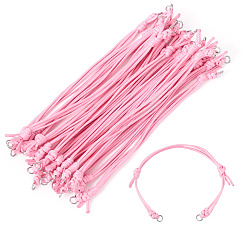 Pearl Pink 20Pcs Adjustable Korean Waxed Polyester Cord Bracelet Making, 304 Stainless Steel Jump Rings, Stainless Steel Color, Pearl Pink, 9-1/4 inch(23.5cm)