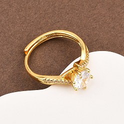 Настоящее золото 18K Манжеты из латуни с микро паве кубический цирконий для женщин, долговечный, стойки покрытие, реальный 18 k позолоченный, 8x7.5 мм, регулируемый