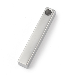 Stainless Steel Color 304 Stainless Steel Pendants, Rectangle/Bar, Stainless Steel Color, 30x5x5mm, Hole: 3mm