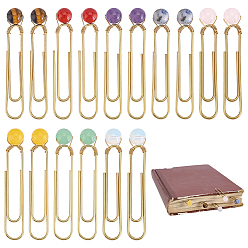 Смешанные камни 16шт 8 цвета железные закладки, с натуральным розовым кварцем, зеленым авантюрином, желтым нефритом, голубой пятнистой яшмой, сердоликом, тигровым глазом и опалитом, 58 мм, 2 шт / цвет