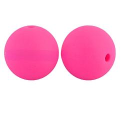 Rose Foncé Perles rondes en silicone écologiques de qualité alimentaire, rose foncé, 9mm, Trou: 1.4mm