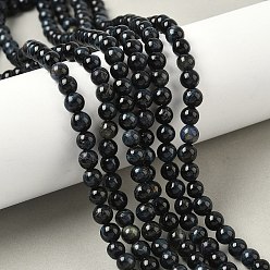 Черный Нити из натурального тигрового глаза класса B, окрашенные, круглые, чёрные, 6~6.5 мм, отверстие : 1.2 мм, около 64 шт / нитка, 14.96'' (38 см)