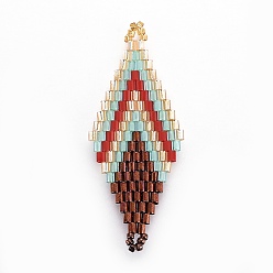 Кокосово-Коричневый Японский бисер miyuki & toho ручной работы ссылки, Ткацкий станок, ромб, кокосового коричневый, 43~45x17.6~18.1x1.7~2 мм, отверстие : 1.2~1.5 мм