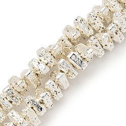 с Покрытием Серебра Гальванические бусины из натуральной лавы, треугольные, со серебряным покрытием, 5x4.5x3 мм, отверстие : 1 мм, около 149 шт / нитка, 15.35'' (39 см)