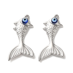 Нержавеющая Сталь Цвет 304 подвески из нержавеющей стали смолы, очарование рыбы, цвет нержавеющей стали, 33.5x18x4 мм, отверстие : 1.5 мм
