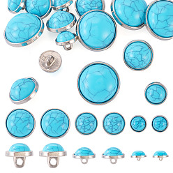 Темно-Голубой 15шт. 3 стилей 1-отверстия, пуговицы с стержнем из смолы, со сплавочной фурнитурой, аксессуары для одежды, платина, глубокое синее небо, 10.5~21 мм, отверстие : 2.5 мм, 5 шт / стиль