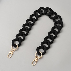 Черный Прорезиненная акриловая витая цепочка для сумки, декоративные цепочки, Сплав с застежками, золотой свет, чёрные, 475 мм