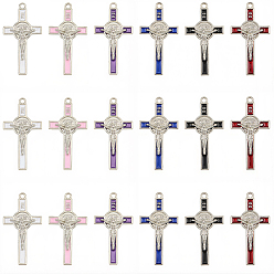 (52) Непрозрачная лаванда 30 шт 6 цвета сплава эмалевые подвески, крест с распятием крест-подвеска, платина, разноцветные, 39x21x4 мм, отверстие : 1.8 мм, 5 шт / цвет