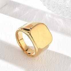 Golden 304 Stainless Steel Finger Rings, Square, Ion Plating(IP), Long-Lasting Plated, Golden, 17.5mm, US Size 8(18.1mm)