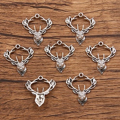Олень Сплавочные подвески тибетского стиля, античное серебро, олень, 28x25 мм
