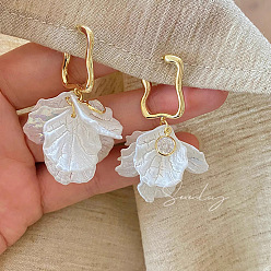 Лист Серьги-гвоздики из пластика и сплава для женщин, золотые, лист, нет зизе