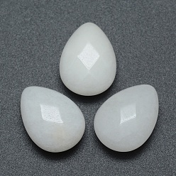 Weißer Jade Natürliche weiße Jade Cabochons, Träne, facettiert, gefärbt, 18x13x5 mm