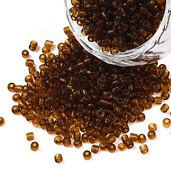 Brown Glass Seed Beads, Transparent, Round, Brown, 12/0, 2mm, Hole: 1mm, about 30000 beads/pound