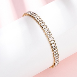 Rectangle 304 теннисные браслеты из нержавеющей стали с прозрачными кубическими циркониями, 201 Браслеты-слайдеры из нержавеющей стали с цепочкой-коробкой для женщин, реальный 18 k позолоченный, ионное покрытие (ip), прямоугольные, 1/4 дюйм (0.6 см), внутренний диаметр: 1-3/4~3 дюйм (4.3~7.7 см)