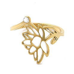 Золотой 304 нержавеющая сталь с регулируемыми кольцами из циркония, Июль-кувшинка, золотые, 1.5~16 мм, размер США 6 1/4 (16.7 мм)