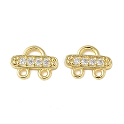 Настоящее золото 18K Латунь микро проложить ссылки люстры компонентов кубического циркония, автомобиль, стойки покрытие, долговечный, реальный 18 k позолоченный, 7.5x10.5x2 мм, отверстие : 1.2~4 мм