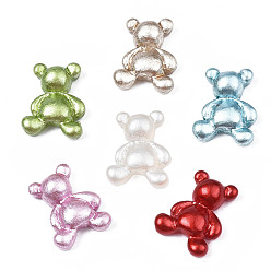 Mixed Color Spray Painted Opaque Resin Cabochons, Bear, Mixed Color, 12x9x4mm