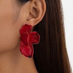 (123L) Белый крем непрозрачный блеск Цветок сплава эмали серьги стержня, огнеупорный кирпич, 70x40 мм