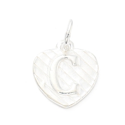 Letter C 925 серебряное сердце с подвесками в виде заглавных букв, с прыжковых колец, серебро , буква С, 11.5x10.5x1.5 мм, отверстие : 4 мм