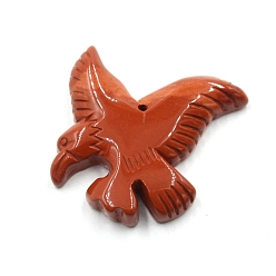 Красный Камень Резные кулоны из натуральной красной яшмы, орел, 40x40x8 мм, отверстие : 1.2 мм