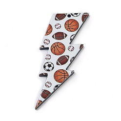 Коричневый Подвески из непрозрачного акрила с двусторонней печатью, удар молнии, коричневые, 52.5x29x2.5 мм, отверстие : 1.6 мм