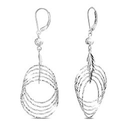 Platinum SHEGRACE Rhodium Plated 925 Sterling Silver Leverback Earrings, Ring and Teardrop, Platinum, 65mm