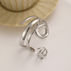 Платина Наборы из браслета-манжеты и колец для пальцев из сплава, платина, внутренний диаметр: 150 мм