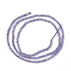 Medium Purple Cubic Zirconia Beads Strands, Faceted, Round, Medium Purple, 3x2.5~3mm, Hole: 0.3mm, about 114~141pcs/strand, 15.1~16.4 inch(38.4~41.8cm)