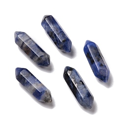 Sodalite Natural Sodalite Beads, Healing Stones, Reiki Energy Balancing Meditation Therapy Wand, No Hole, Faceted, Double Terminated Point, 22~23x6x6mm