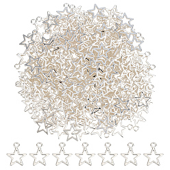 Серебро 200Шармы из сплава в тибетском стиле, без свинца и без кадмия, звезда, серебряные, 14.5x12x1 мм, отверстие: 2 мм