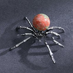 Унакит Натуральные украшения для дома на Хэллоуин на Хэллоуин, паук, 40x47 мм