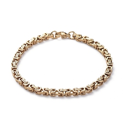 Золотой Ионное покрытие (ip) унисекс 201 браслеты-цепочки из нержавеющей стали в византийском стиле, с карабин-лобстерами , золотые, 8-1/4 дюйм (21 см), 4 мм