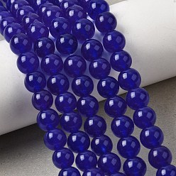 Темно-Синий Бусины из натурального белого нефрита, окрашенные, круглые, темно-синий, 8 мм, отверстие : 0.7 мм, около 48~50 шт / нитка, 14.72~14.96'' (37.4~38 см)