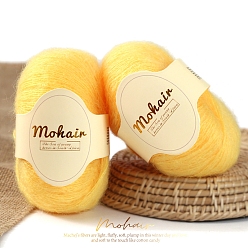 Желтый Пряжа мохер, длинная шерстяная пряжа для вязания, для одежды шарфы свитера шали шапки, желтые, 0.5~1 мм, около 109.36 ярдов (100 м) / моток