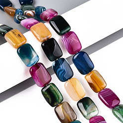 (52) Непрозрачная лаванда Природный агат бисер нитей, окрашенные, прямоугольные, разноцветные, 17~19x13~14x5~6.5 мм, отверстие : 1 мм, около 22 шт / нитка, 15.55~15.75 дюйм (39.5~40 см)