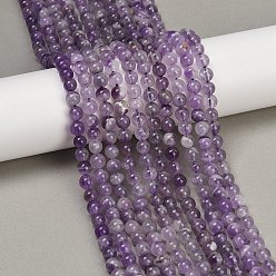 Аметист Природный аметист нитей бисера, круглые, 6.5~7 мм, отверстие : 1 мм, около 59 шт / нитка, 14.76~14.80'' (37.5~37.6 см)