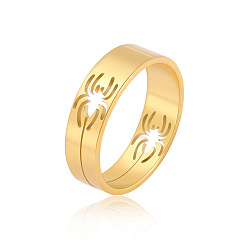 Золотой Выдолбленный паук 201 кольца для пальцев из нержавеющей стали, золотые, размер США 11 (20.6 мм)