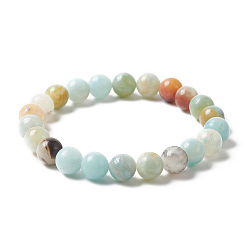 Flower Amazonite Круглый эластичный браслет из бисера с натуральным цветком амазонита, 2-1/8 дюйм (5.3 см)