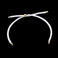 White 3MM Adjustable Round Nylon Braided Cord Bracelet Making, with Golden Brass Findings, Fit for Connector Charms, White, 8.66 inch(22cm), Hole: 1.5mm