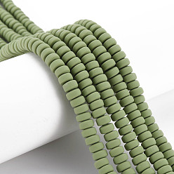 Светло-зеленый Коричневый Полимерной глины ручной работы бисер нитей, для поделок ювелирных изделий, плоско-круглые, оливковый, 6~7x3 мм, отверстие : 1.5 мм, около 113~116 шт / нитка, 15.55 дюйм ~ 16.14 дюйм (39.5~41 см)