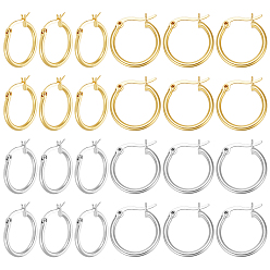 Золотой & Серебряный 12 пары 2 цвета латунные серьги-кольца, долговечный, стойки покрытие, без свинца и без кадмия, золотой и серебряный, 22x21x2 мм, 6 пары / цвет