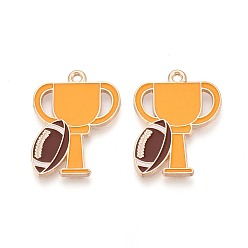 Золотистый Подвески из эмали и сплава, регбийные и кубковые подвески, золотые, золотые, 24.5x18.5x1 мм, отверстие : 1.6 мм