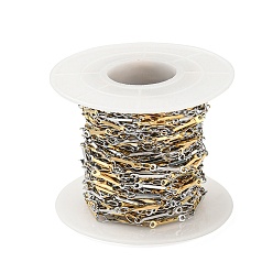 Золотой & Цвет Нержавеющей Стали Ионное покрытие (ip) 304 прутковые цепи из нержавеющей стали, пайки, с катушкой, золотые и нержавеющая сталь цвет, 12x2x1.2 мм, 4x2.5x0.4 мм, около 32.81 футов (10 м) / рулон