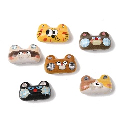 (52) Непрозрачная лаванда Печатные непрозрачные акриловые бусины, кошка, разноцветные, 16x26x12 мм, отверстие : 2 мм